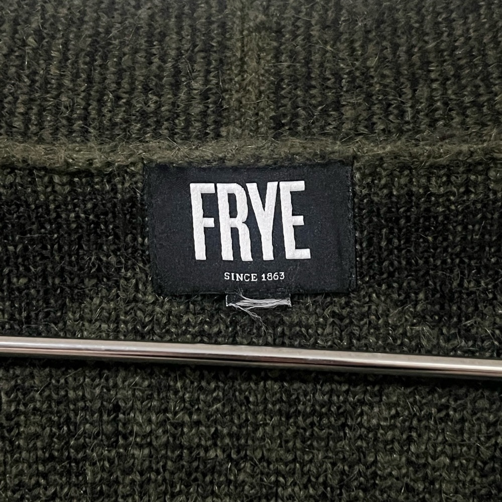 Frye geometric print Aztec green and black open front long line cardigan sweater - Picture 9 of 11